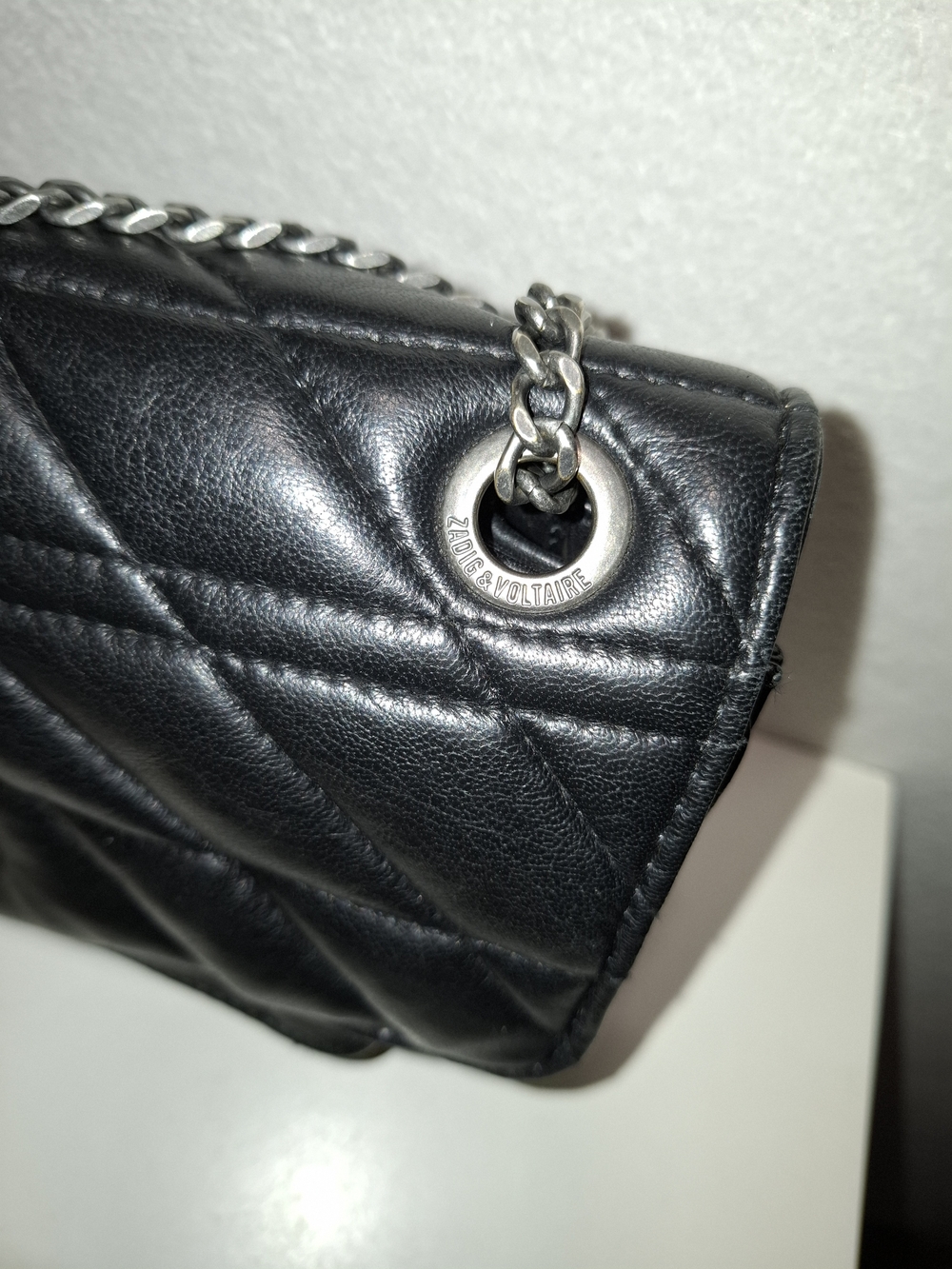 Zadig & Voltaire Black Quilted Shoulder Bag with Silver Chain - Picture 7 of 16